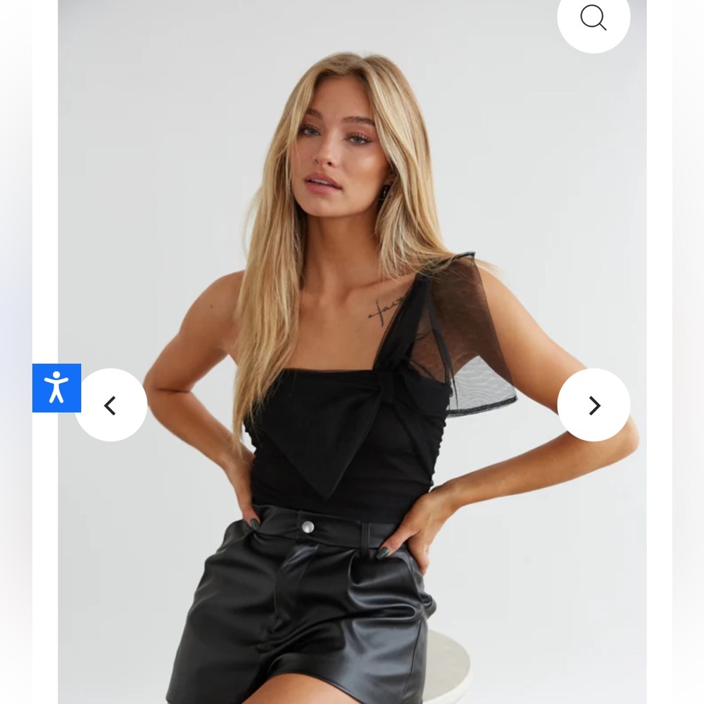American Threads Bow Mesh Bodysuit